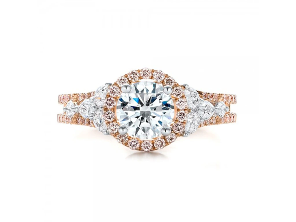 3365 Růžově zlacený stříbrný prsten se zirkonem