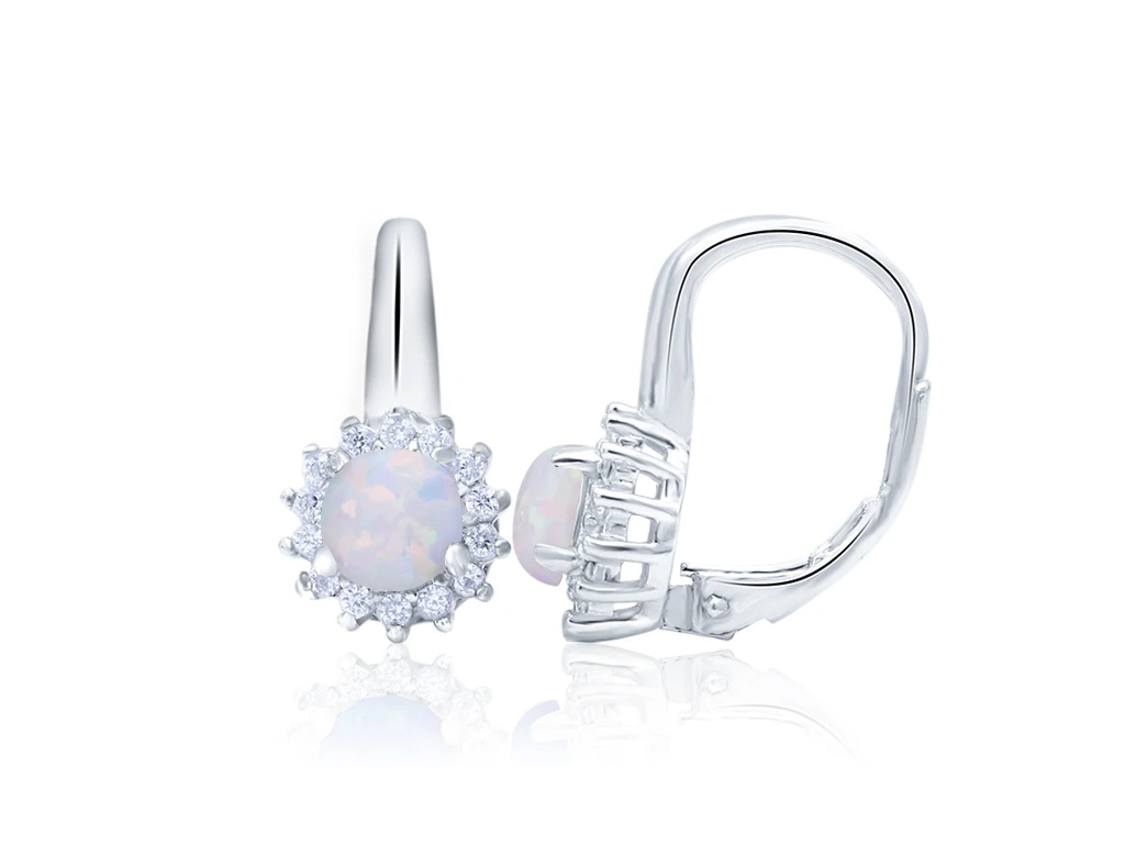 4842 Stříbrné náušnice BÍLÝ OPÁL