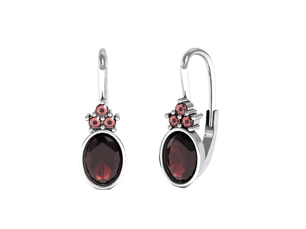 5413 Stříbrné granátové náušnice