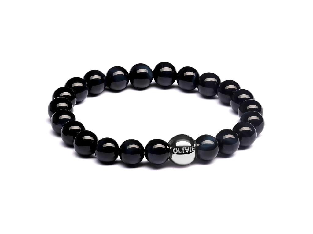 6072 Korálkový náramek MODRÉ TYGŘÍ OKO