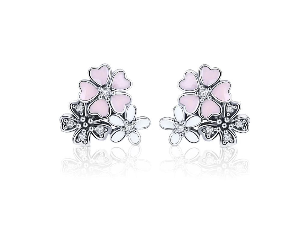 2930 Stříbrné náušnice TŘEŠŇOVÝ KVĚT